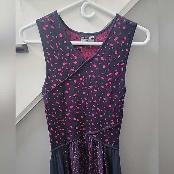 ANTHROPOLOGIE SACHIN & BABI Noir Edythe Midi Dress 0 Asymmetrical Hem - Picture 2 of 4